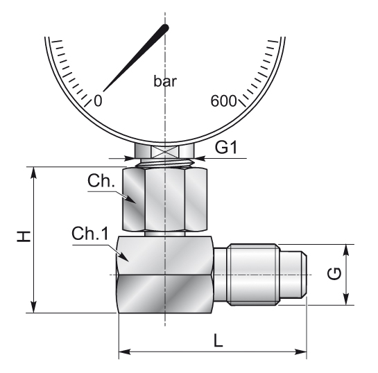 Pressure gauge BSP female 90° TBFMM90  - BSP O-ring